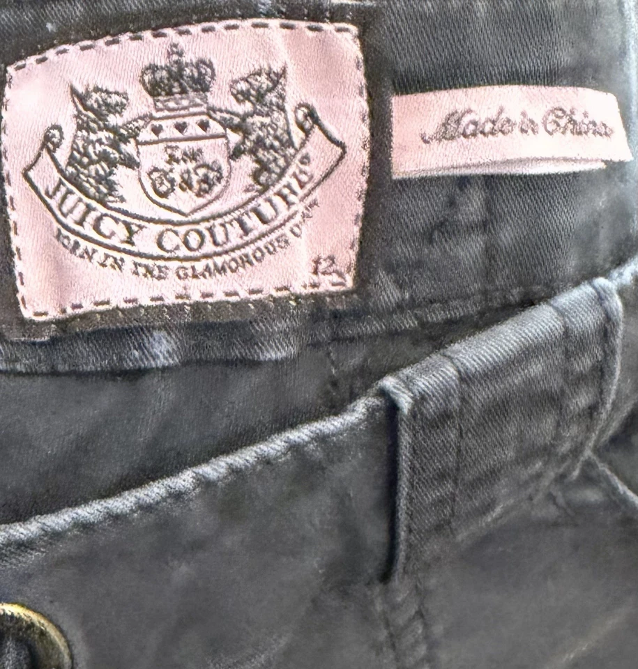 Juicy Couture Women’s Cargo Pants Y2K 2000s Gray Zip Pockets Size 12  - Image 2 of 4