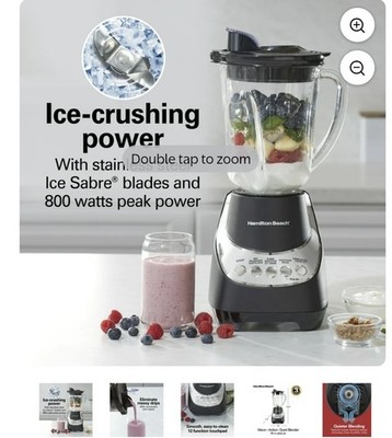 Hamilton Beach Wave Action Quiet Blender, 48 oz. Glass Jar, 12 Blending Function