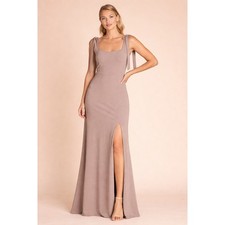 Birdy Grey Alex Convertible Dress Crepe Womens Small Taupe Bridesmaid Formal