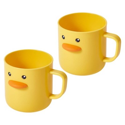 2pcs Cute Duck Toothbrush Cups for Plastic Brushing and Drinking Cups Househo...