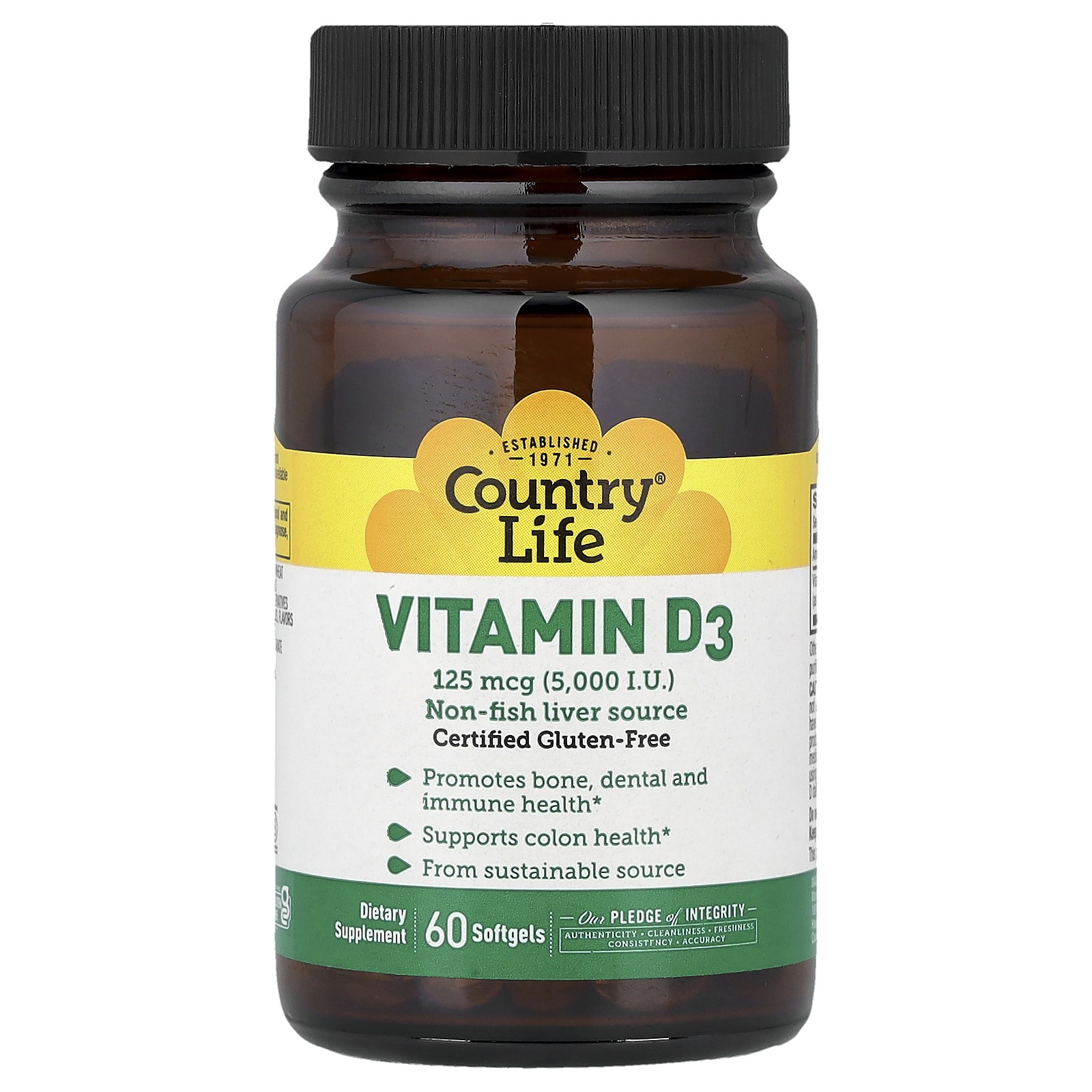 Vitamin D3, 125 mcg (5,000 IU), 60 Softgels