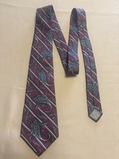 Christian Dior Italian Silk Tie Classic Red Burgundy Paisley Necktie Made In USA