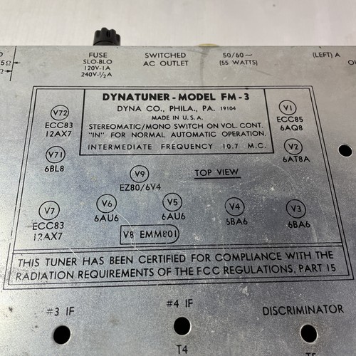 Vintage Dyna Co Dynatuner FM-3 Stereo Tube FM Tuner (Read Description) - Picture 13 of 15