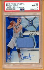 2015-16 Panini Spectra Nikola Jokic AUTO PLAYER-WORN JSY ROOKIE CARD PSA 8 NM-MT