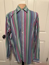 Ralph Lauren Custom Fit Striped Button-Down Shirt Long Sleeve Multicolor Large