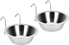 2PCS Kennel Water Bowl Hanging,Stainless Steel Puppy Bowls Small Dog Cage Kennel