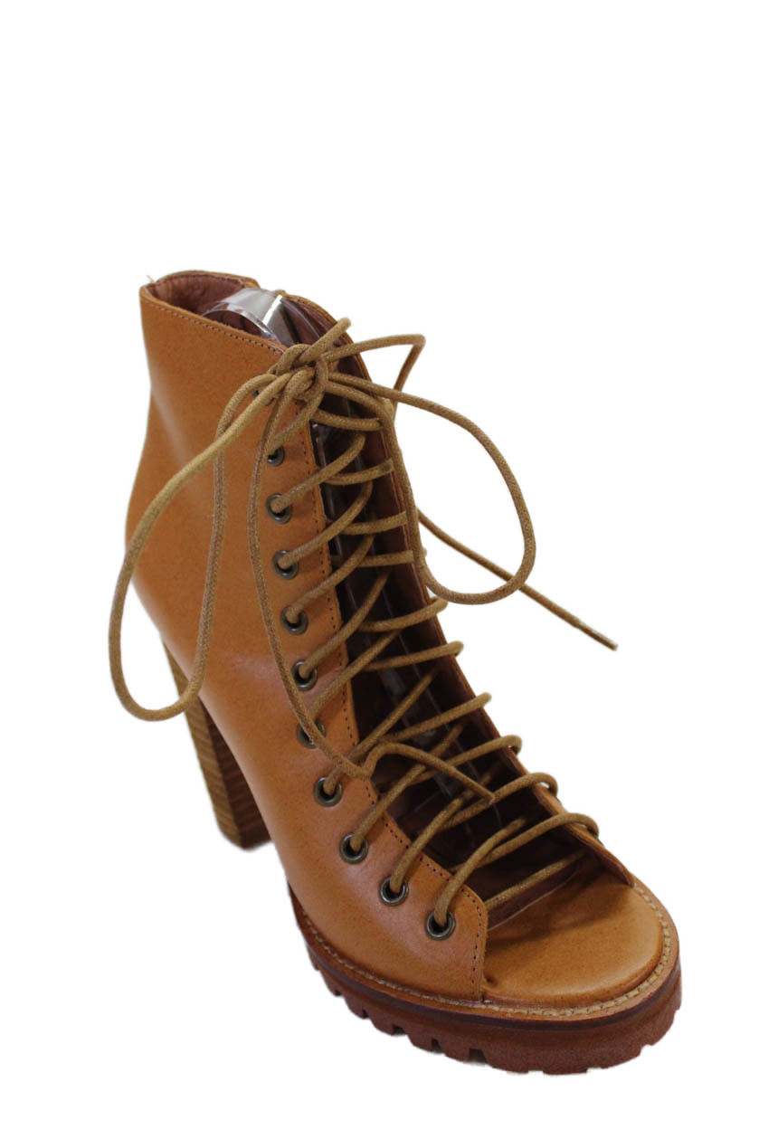 Jeffrey Campbell Womens Leather Lace Up Cut Out Ankle Boots Brown Size 8 MediumFree Shipping in US $100+ Orders | $6.95 Orders Below