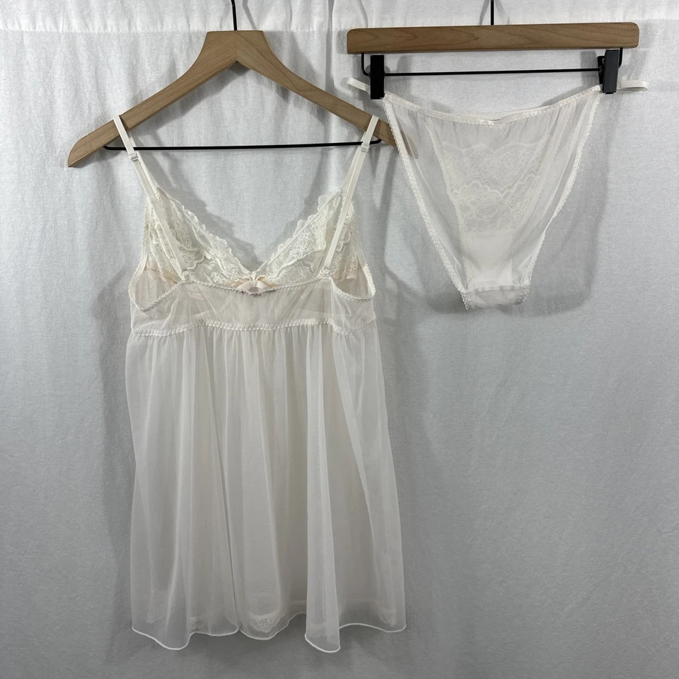 Victorias Secret 婴儿娃娃吊带花边透明 Coquette Flirty Bow 女式 M 码 — 第 2/4 张图片