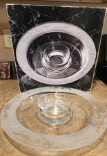 Regency Crystal Veggie Chip Plate Toscany Collection 14inch No Dip Bowl Orig Box