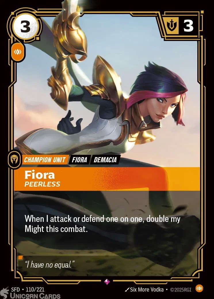 110/221 Fiora - Peerless : Rare Foil Riftbound TCG Card : Spiritforged