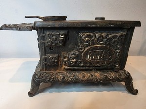 Antique RIVAL Cast Iron Toy Stove Miniature Doll Oven Range c1895-1900