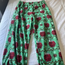 Peanuts Charlie Brown and Snoopy on Christmas Men's Sleep Pants Green Size Small