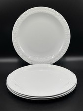 Vintage Corning Centura Dinner Plates White Tulip Rim 10.5" USA Made Set Of 4