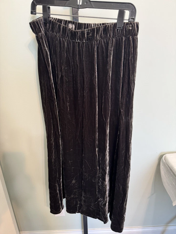 Eileen Fisher Falda Graftada S Gran Tamaño Terciopelo Marrón Maxi Mezcla Seda Línea A Foto 3 de 4