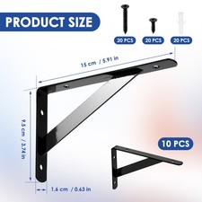 10PCS Heavy Duty Stainless Steel L Shaped Wall Mounted Shelf Brackets Support UK
