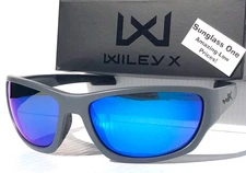 NEW Wiley X CLIMB Matte Grey CAPTIVATE POLARIZED Blue Mirror Sunglass 2407