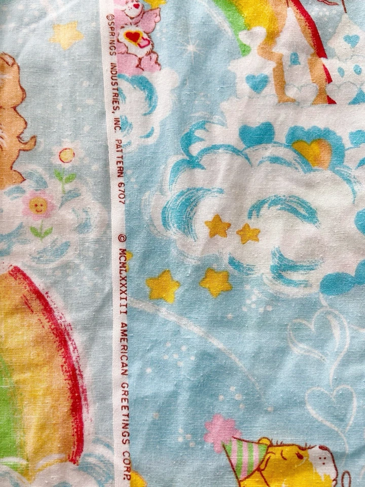 Sábana bajera ajustada vintage 1983 Care Bears American Greetings azul claro arco iris Foto 2 de 4