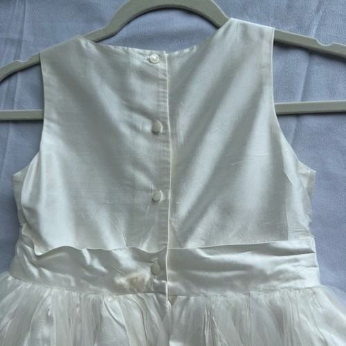 Janie & Jack Special Occasion Dress 100% Silk Sz 7 Tulle Cream Flower Formal - Picture 8 of 12