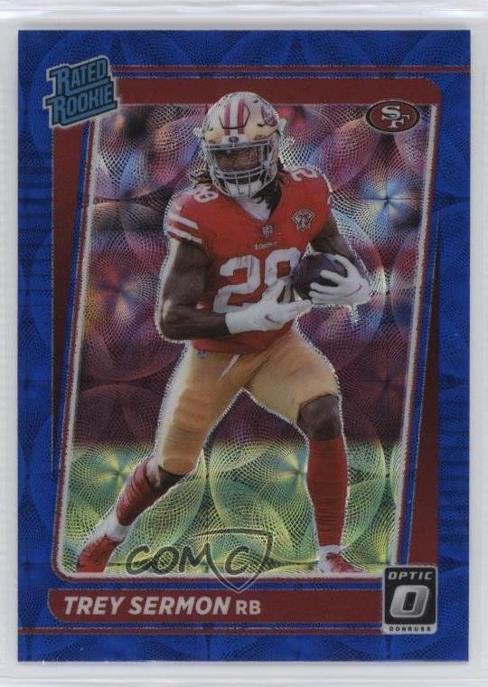 2021 Panini Donruss Optic Rated Rookie Blue Scope Prizm Trey Sermon #224 0z30