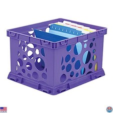 Storex Premium File Crate with Handle Cutouts for Letter  Legal Documents,