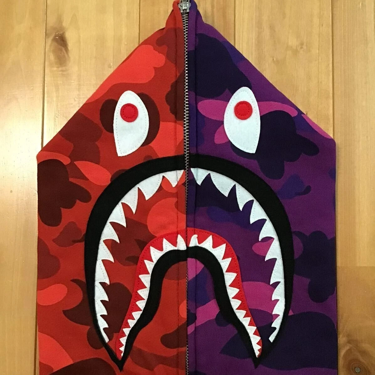 A BATHING APE (BAPE) Felpa con cappuccio uomo A Bathing Ape BAPE Shark full zip mimetica pazza taglia XL USATA