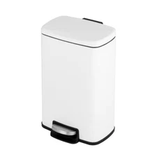 Step-On Trash Can Carbon Steel Removable Liner Indoor HandleRectangle Matt White