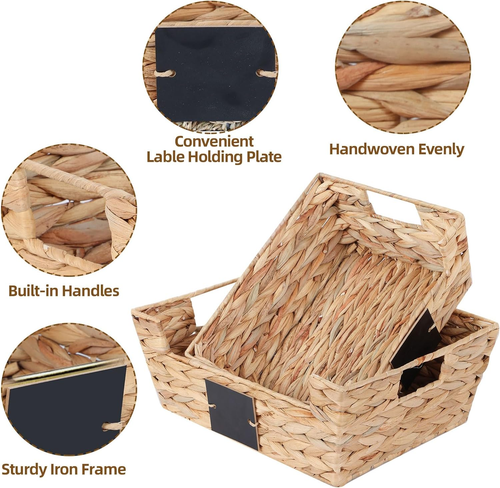Storage Box, Hand-Woven Wicker Baskets, Multipurpose Open-Front Bin, Shelf Nesti - Picture 3 of 5