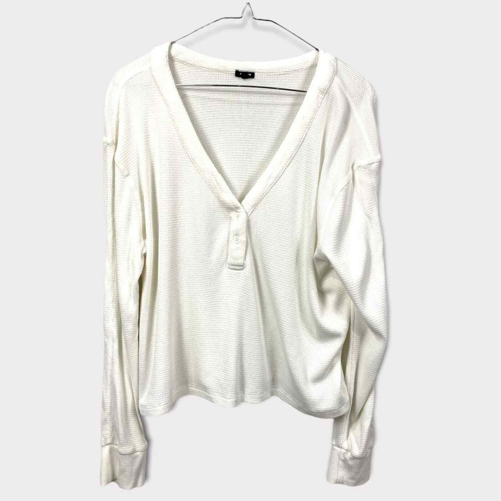 MONROW Button Up Baby Thermal Henley Ivory Top - image 2