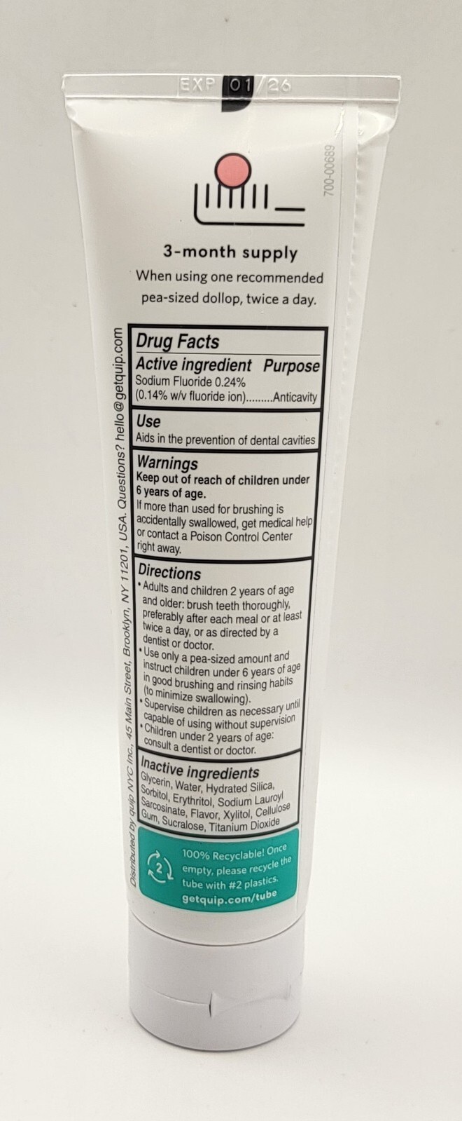 Quip Anticavity Toothpaste WATERMELON 4.6oz Fullsize - Exp 1/2026+