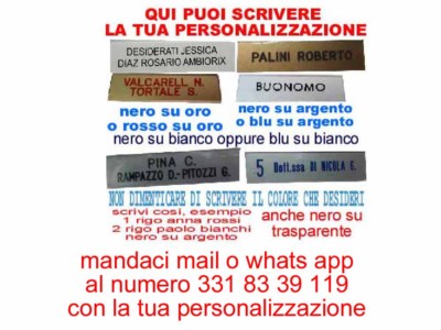 Targa Citofono Personalizzata - Plexiglass 1,5x5,5cm Con Incisione E Portachiavi Corno - Foto 6