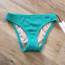 NWT Shade  Shore Green Textured Low Rise Cheeky Bikini Bottom Size XS