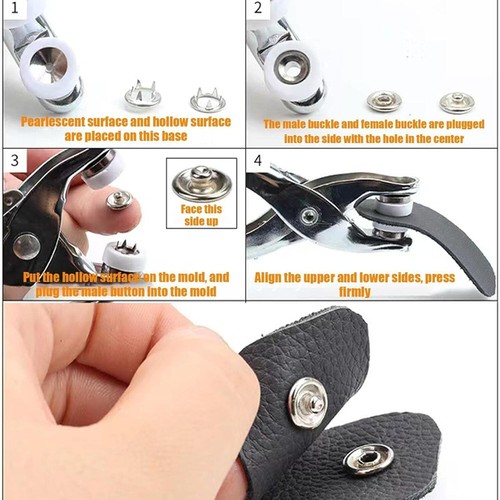 Pinza Per Occhielli Borchie Bottoni Automatici Cinture Borse Scarpe 100 OCCHIOLI - Foto 4 di 11