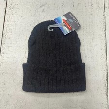 Winter Lace Solid Black Textured Knit Winter Beanie Hat Kids Unisex One Size NEW