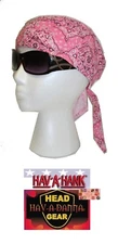 Hav A Hank PINK Paisley FITTED BANDANA w/TIES Head Wrap Skull Cap DO Rag Square
