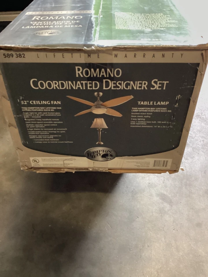 Fan Hampton Bay Designer Set 52” Fan and Table Lamp #589382 Brushed Nickle - Image 4 of 4