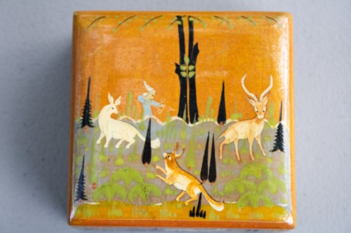 Antique Black Laquer Asian box 4 x 2 Hunting motifs - Picture 3 of 7