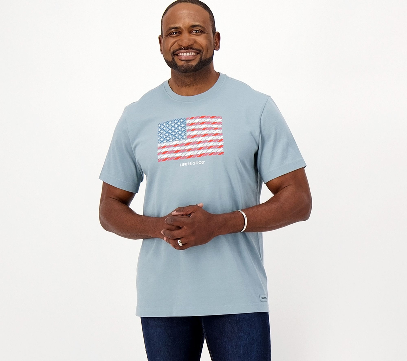 Life Is Good Women's Top Sz 3XL Men's Americana Tee Gray A602304