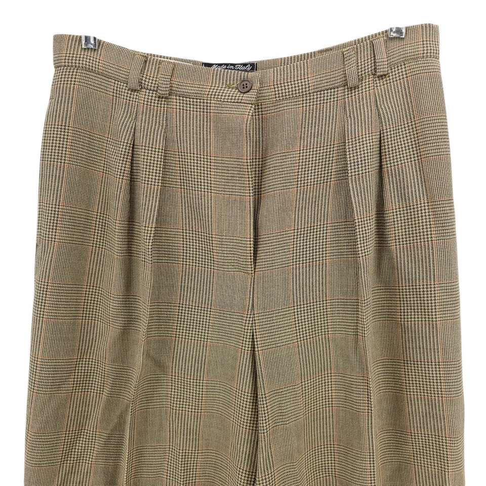 Pantalones SAHZA Saks Fifth Avenue Mezcla Lana Pata de Gallo Cuadros Plisados Usados en Excelente Condición Talla 16 Foto 2 de 4