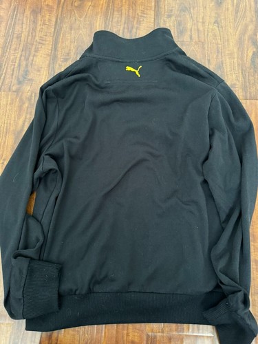Puma Track Jacket Full Zip Up Athletic Small Black Blue Yellow - Picture 3 of 3