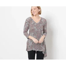 Attitudes by Renee V-Neck Sweater Knit Tunic Petite XL PXL Starburst A466938 NEW