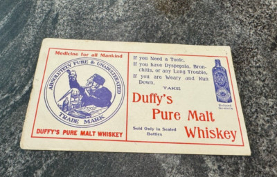 A) EARLY VINTAGE DUFFY'S PURE MALT WHISKEY ADVERISING INK BLOTTER ROCHESTER NY