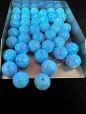 Full Drilled Sky Blue Synthetic Lab Created Opal Round Beads OP06