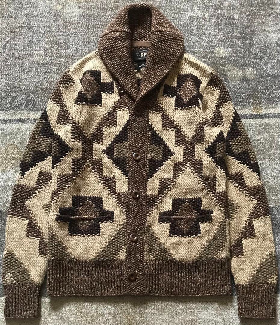 【極美品】RRL NATIVE WOOL CARDIGAN ネイティブ 総柄 極美品】RRL NATIVE WOOL CARDIGAN ネイティブ 総柄 - トップス