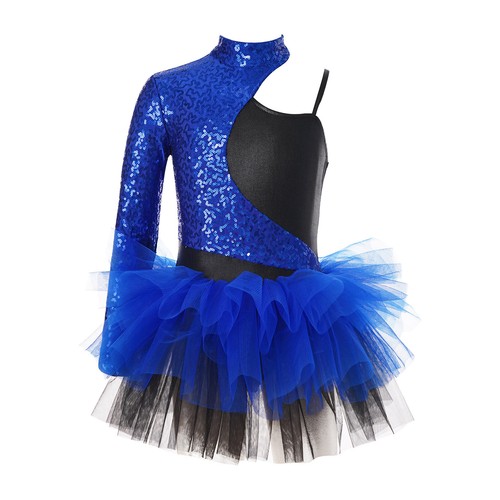 Kids Girls Dancewear Ice Skating Ballerina Stage Show Leotard Shiny Sequin - Picture 6 of 81
