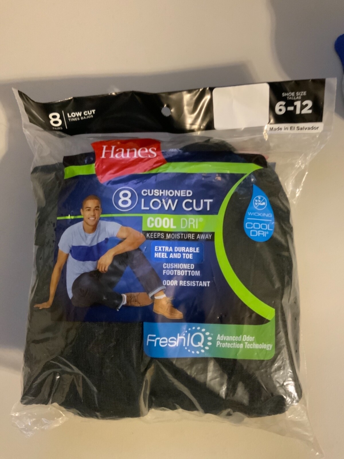 SAOLA Hanes Suola Imbottita Taglio Basso Cool Dri Fresh IQ 8 Paia DUREVOLE Resistente Oder