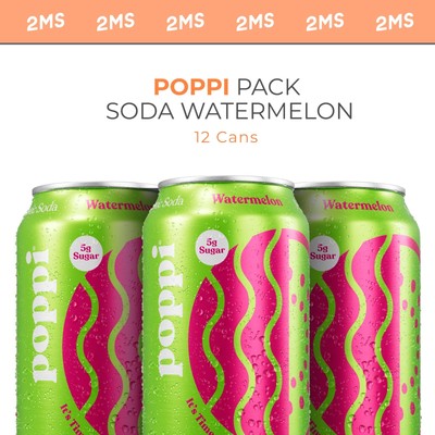 Poppi Soda Watermelon-Flavor 12 fl oz  12 Cans - 2MS Box