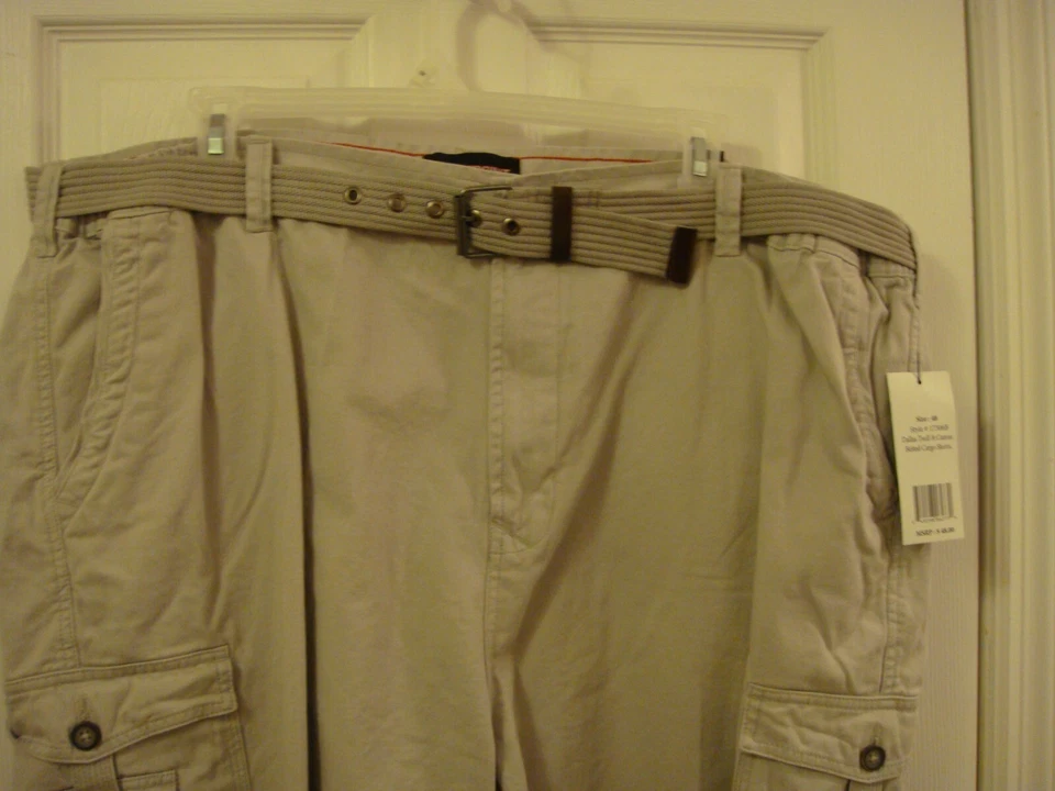 "Pantalones cortos cargo Northpoint con cinturón laterales elásticos beige talla 48 ins 10"" para hombre NUEVO Foto 2 de 4