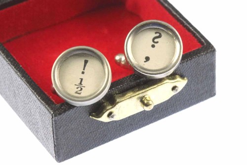 ? Cufflinks Vintage Typewriter Keys Miniblings Question Marks White