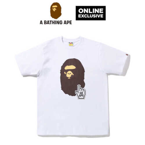 A BATHING APE ONLINE EXCLUSIVE Men's T-Shirt 2023 Model APE HEAD GO APE Letter