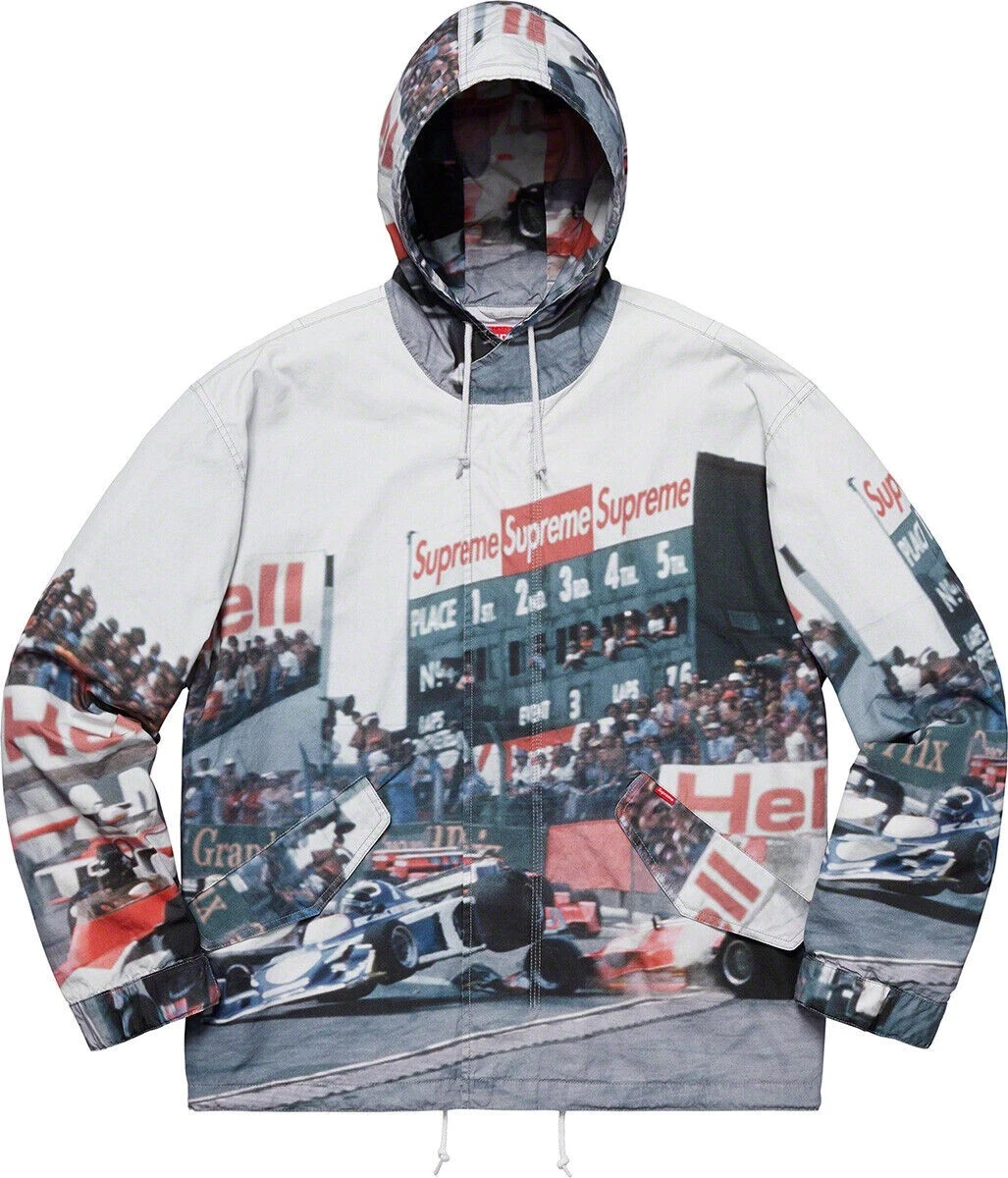 Boîte veste parka Supreme Grand Prix logo grande L SS19 flambant neuve